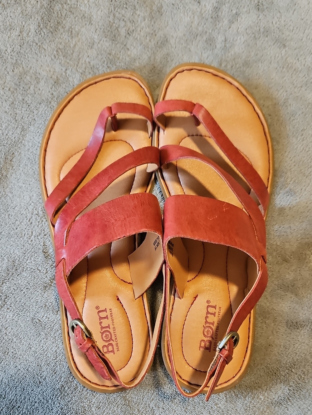 Born Rust Red Leather Multi-Strap Sandals